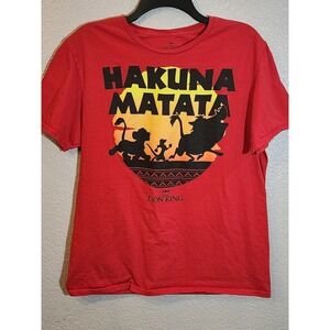 Walt Disney's The Lion King Women's Large T-Shirt Hakuna Matata Red Short Sleeve
